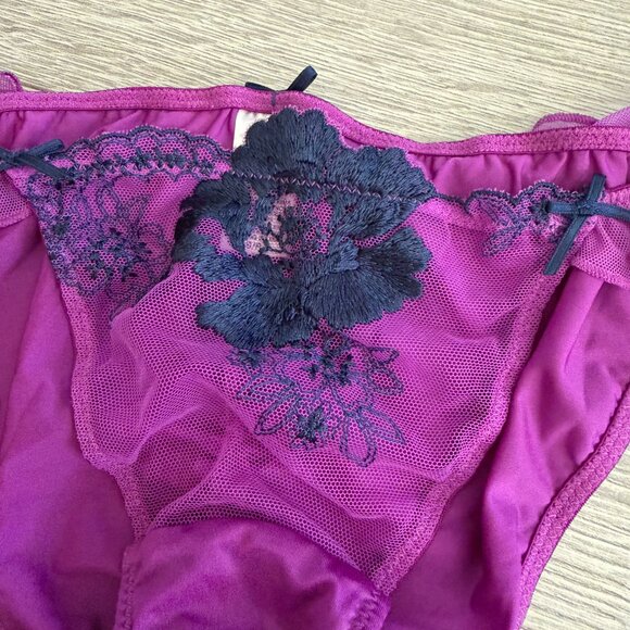 Victoria’s Secret Purple Embroidered Lace Bra Panty Set 34C S - Picture 9 of 11